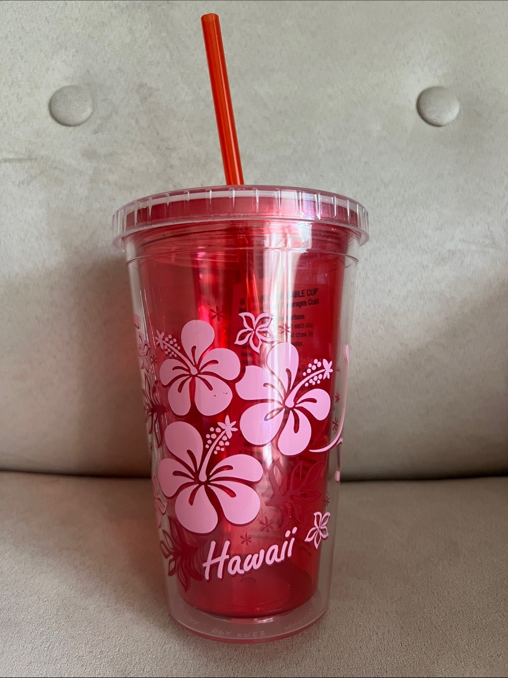 NWT The Islander Group Hibiscus Red Tumbler with Straw  🌺